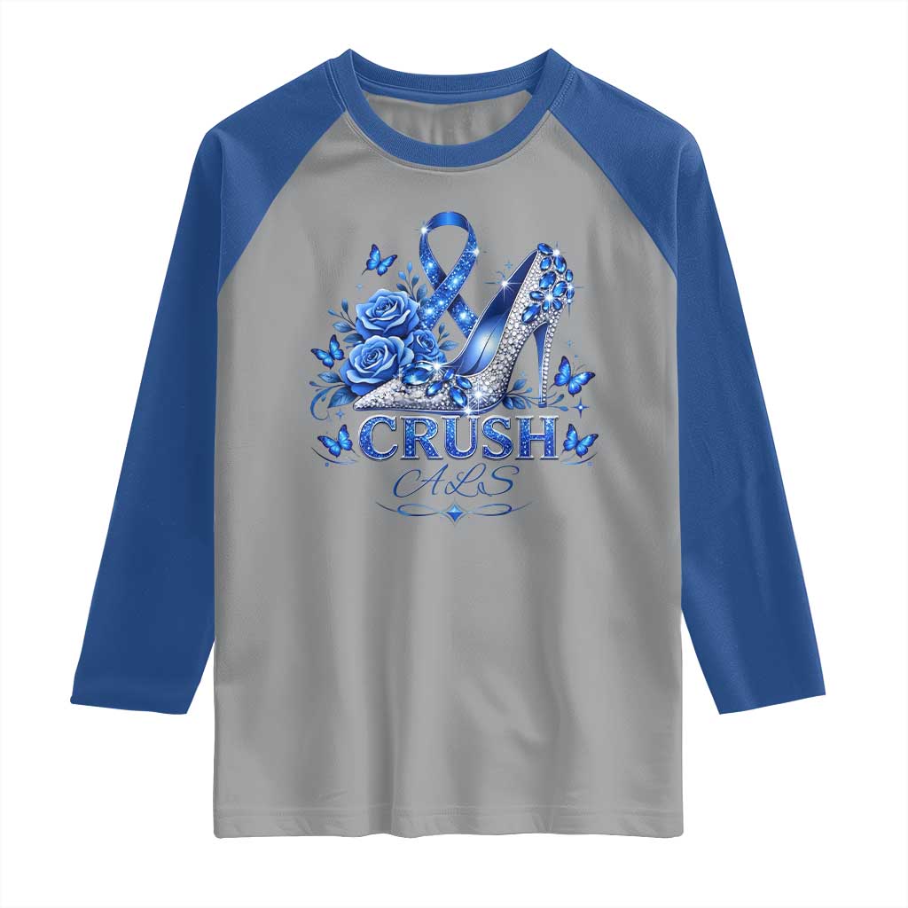 ALS Awareness Raglan Shirt Blue Ribbon Women Crush ALS
