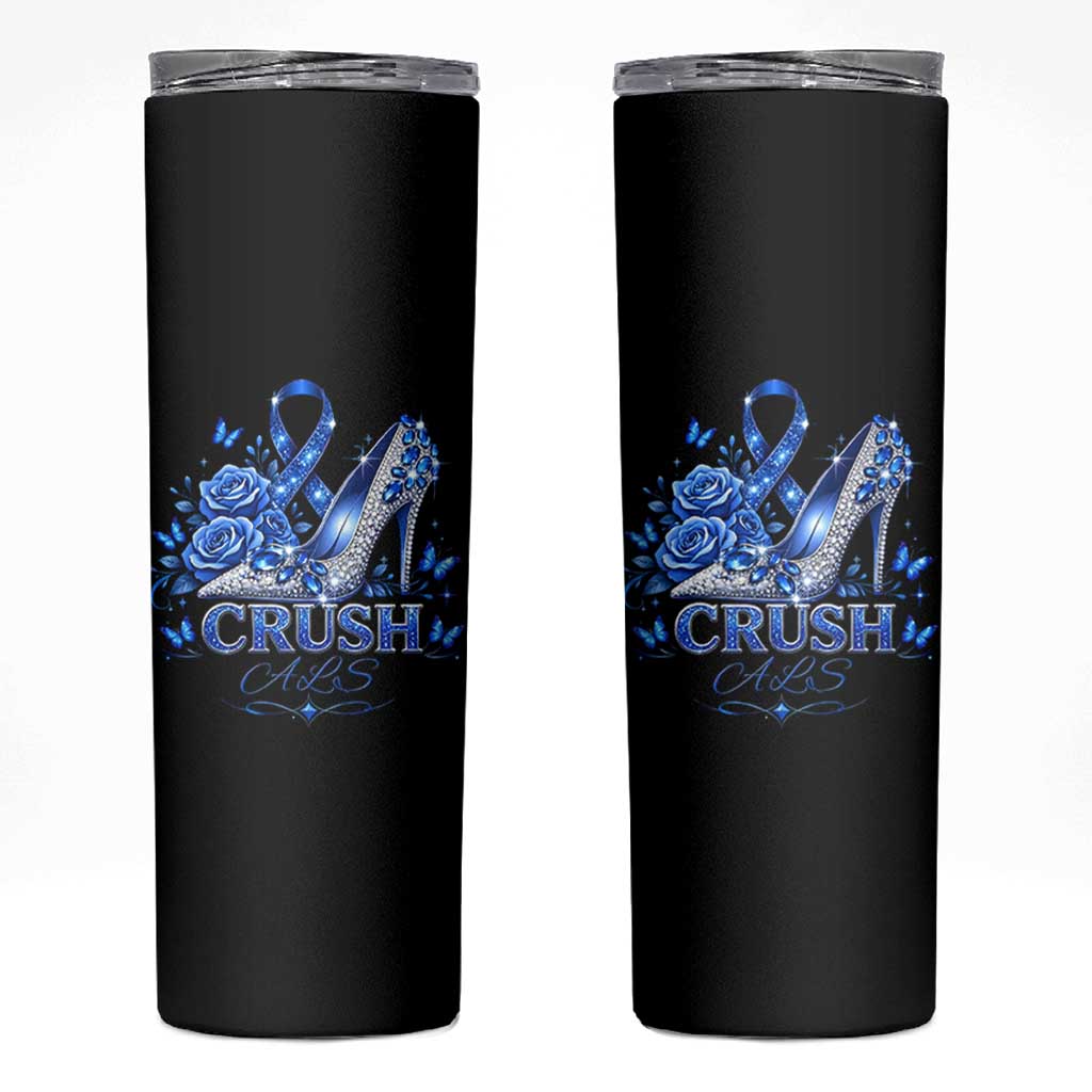 ALS Awareness Skinny Tumbler Blue Ribbon Women Crush ALS