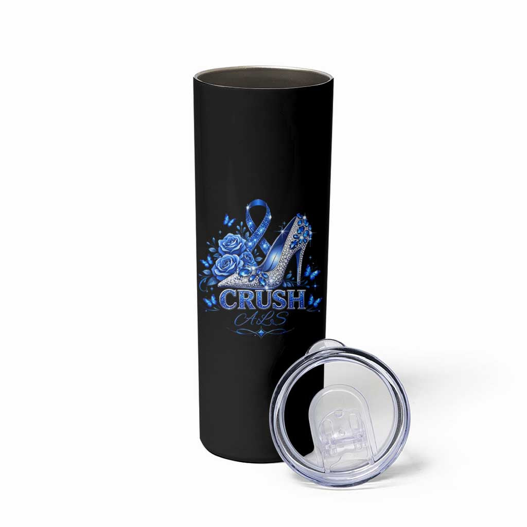 ALS Awareness Skinny Tumbler Blue Ribbon Women Crush ALS