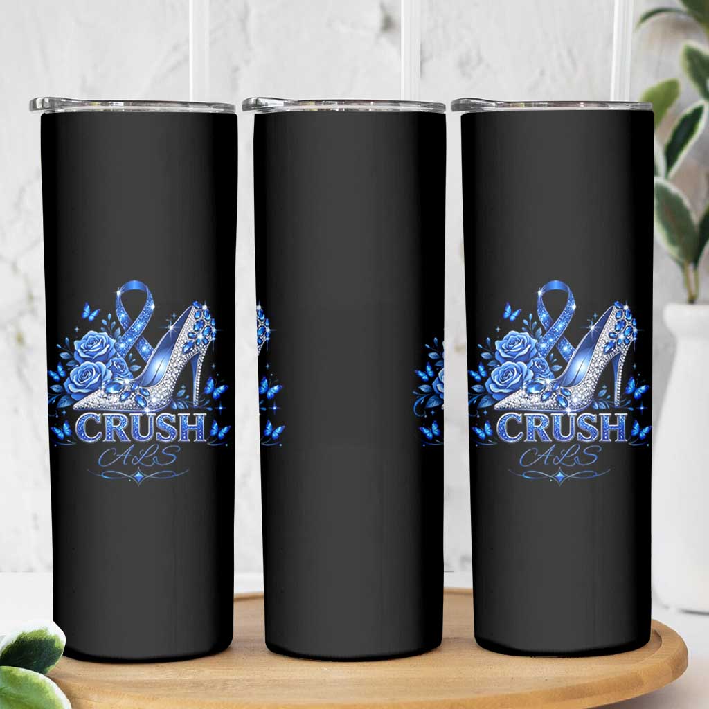 ALS Awareness Skinny Tumbler Blue Ribbon Women Crush ALS