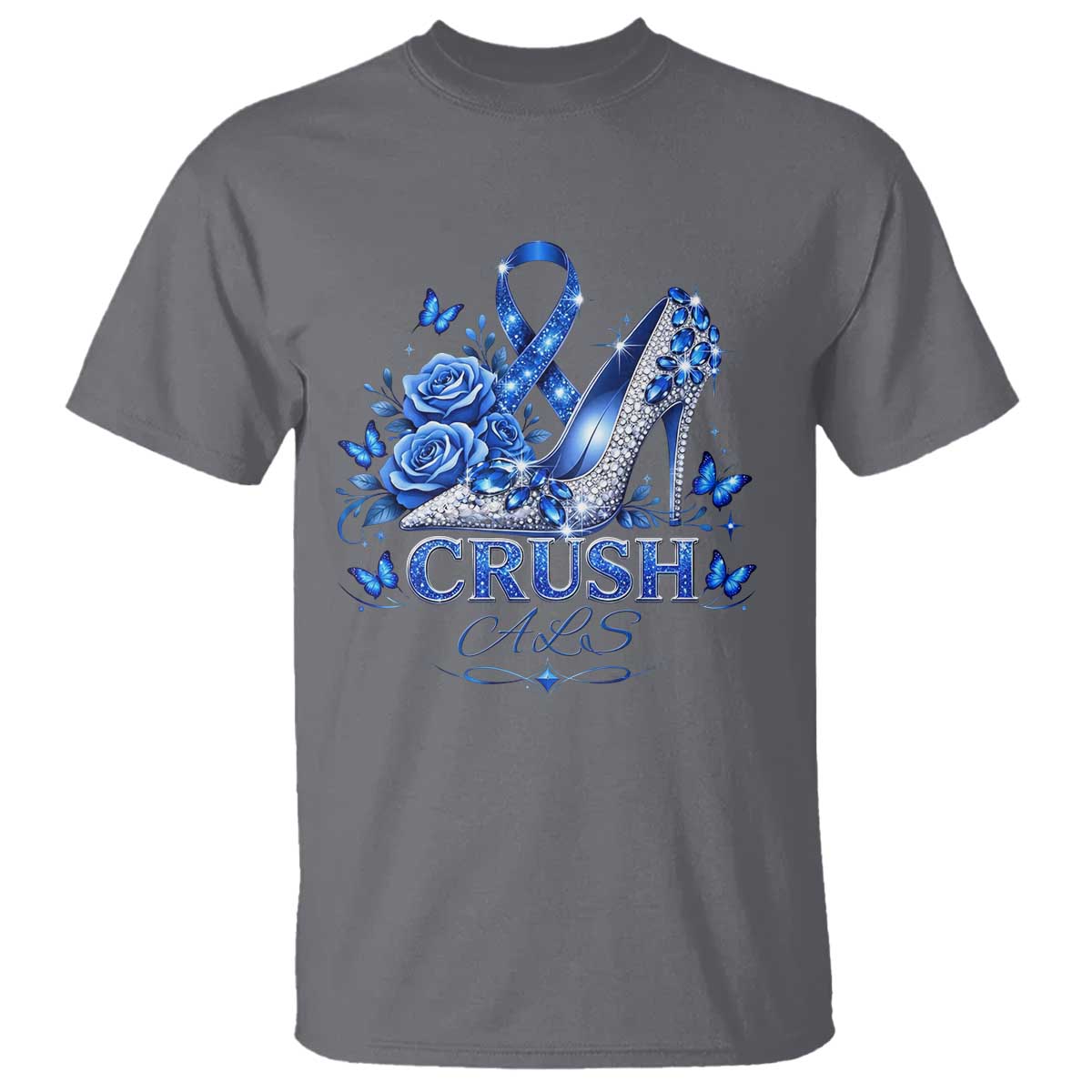 ALS Awareness T Shirt Blue Ribbon Women Crush ALS
