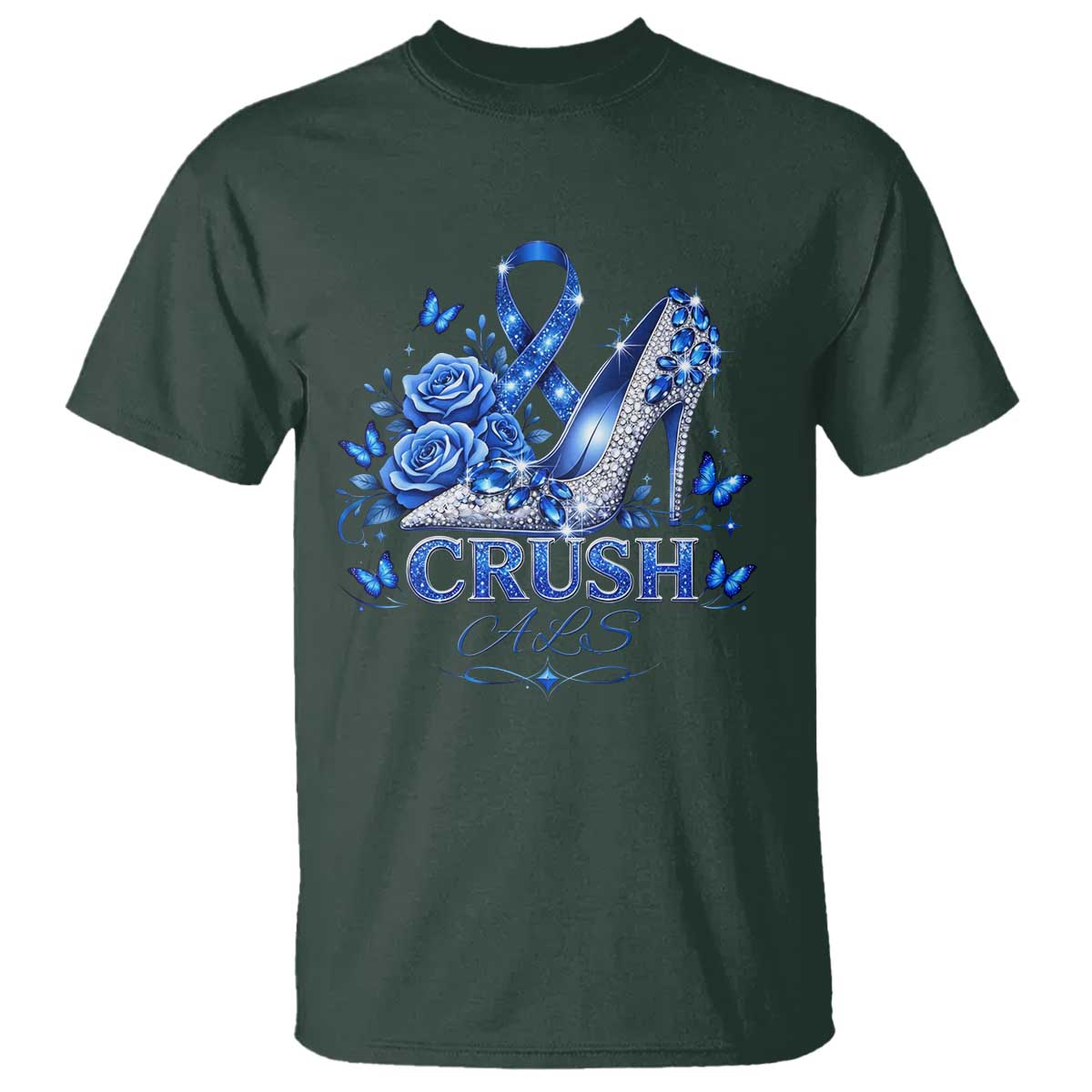 ALS Awareness T Shirt Blue Ribbon Women Crush ALS