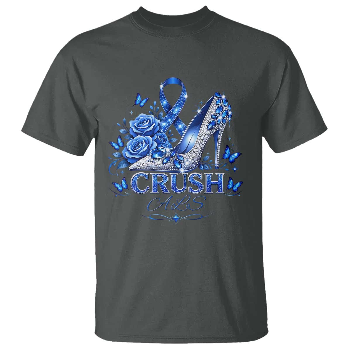 ALS Awareness T Shirt Blue Ribbon Women Crush ALS