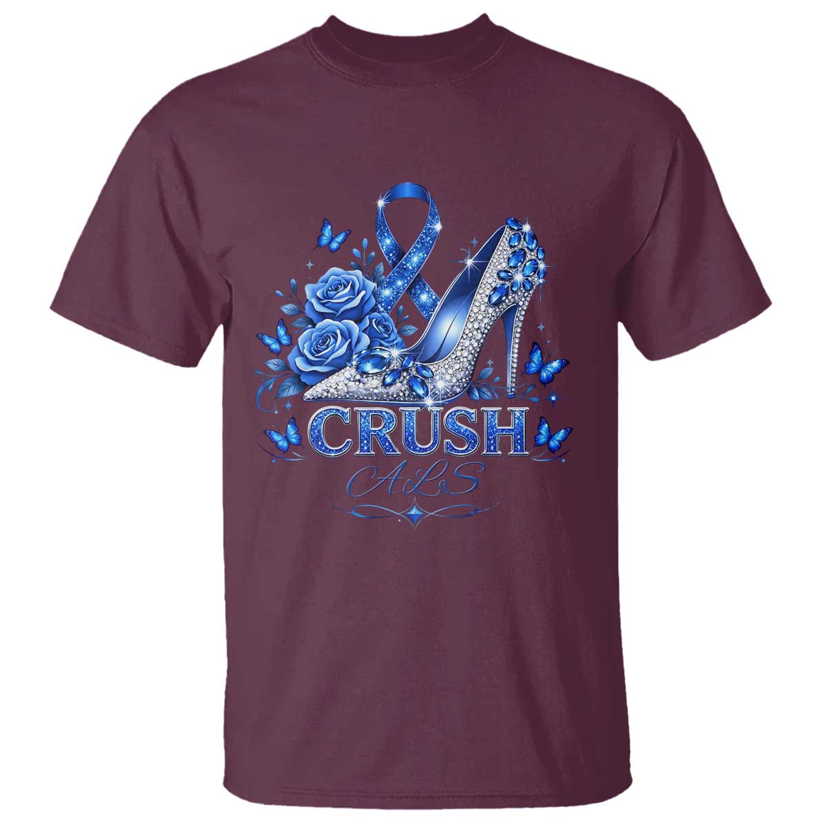 ALS Awareness T Shirt Blue Ribbon Women Crush ALS