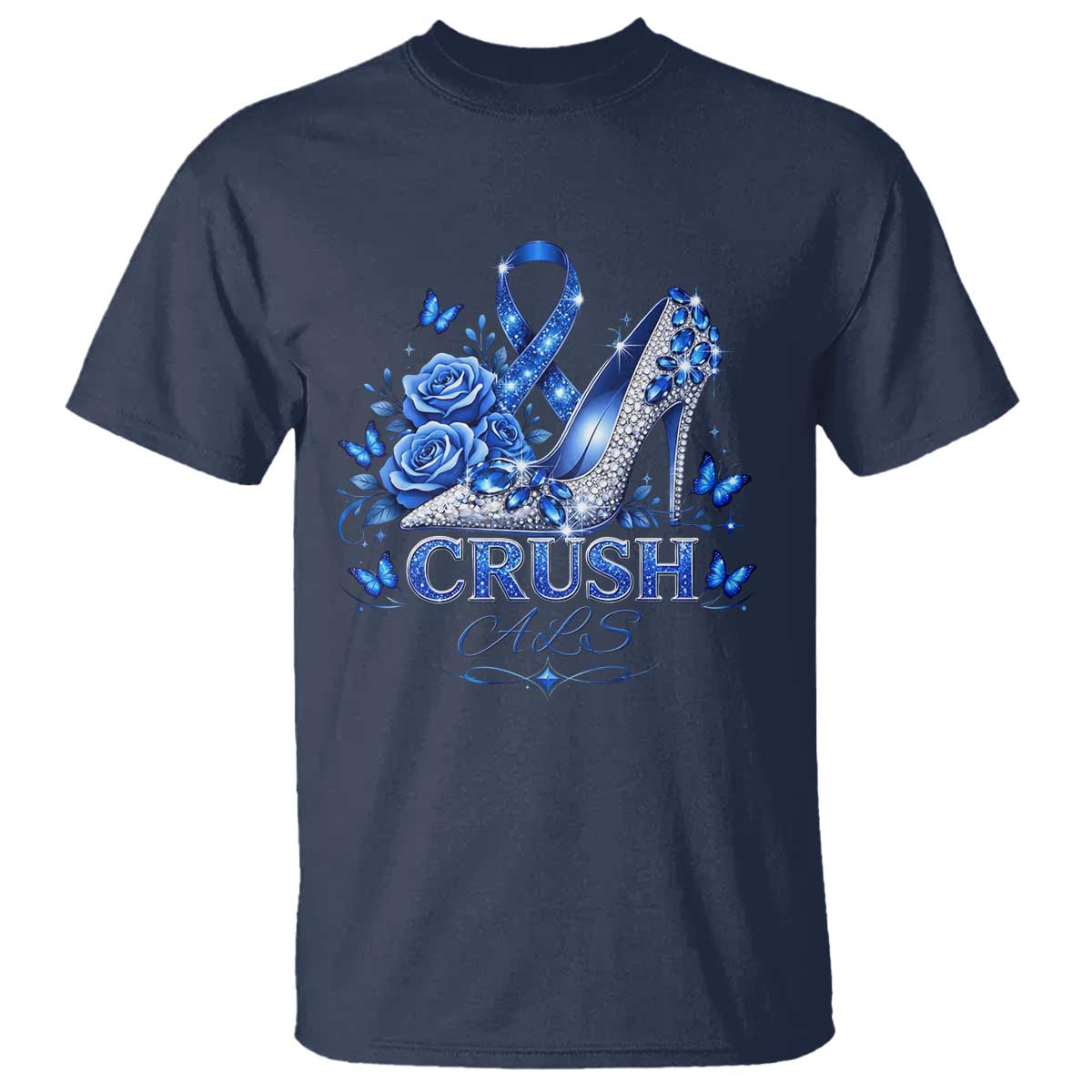 ALS Awareness T Shirt Blue Ribbon Women Crush ALS