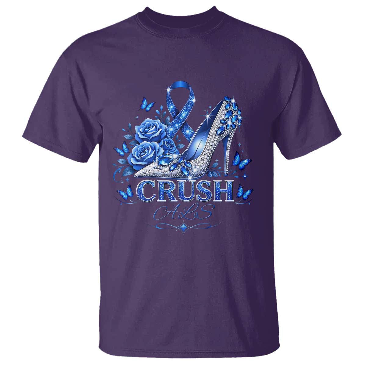 ALS Awareness T Shirt Blue Ribbon Women Crush ALS
