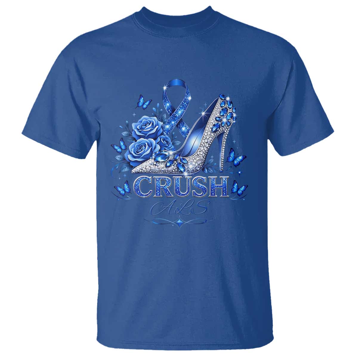 ALS Awareness T Shirt Blue Ribbon Women Crush ALS