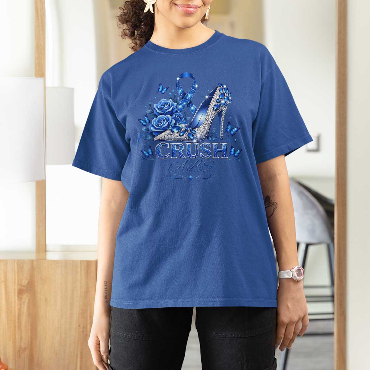 ALS Awareness T Shirt For Women Blue Ribbon Women Crush ALS