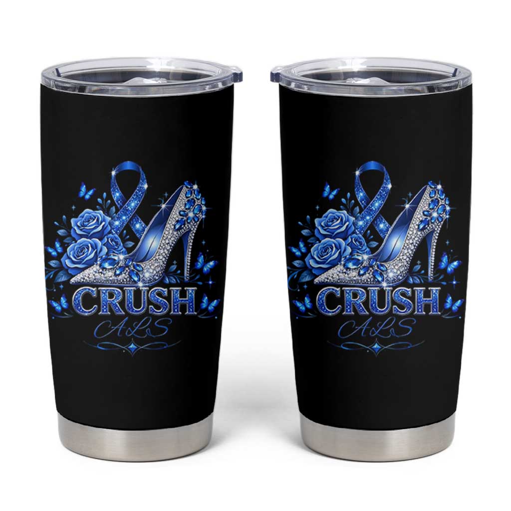 ALS Awareness Tumbler Cup Blue Ribbon Women Crush ALS