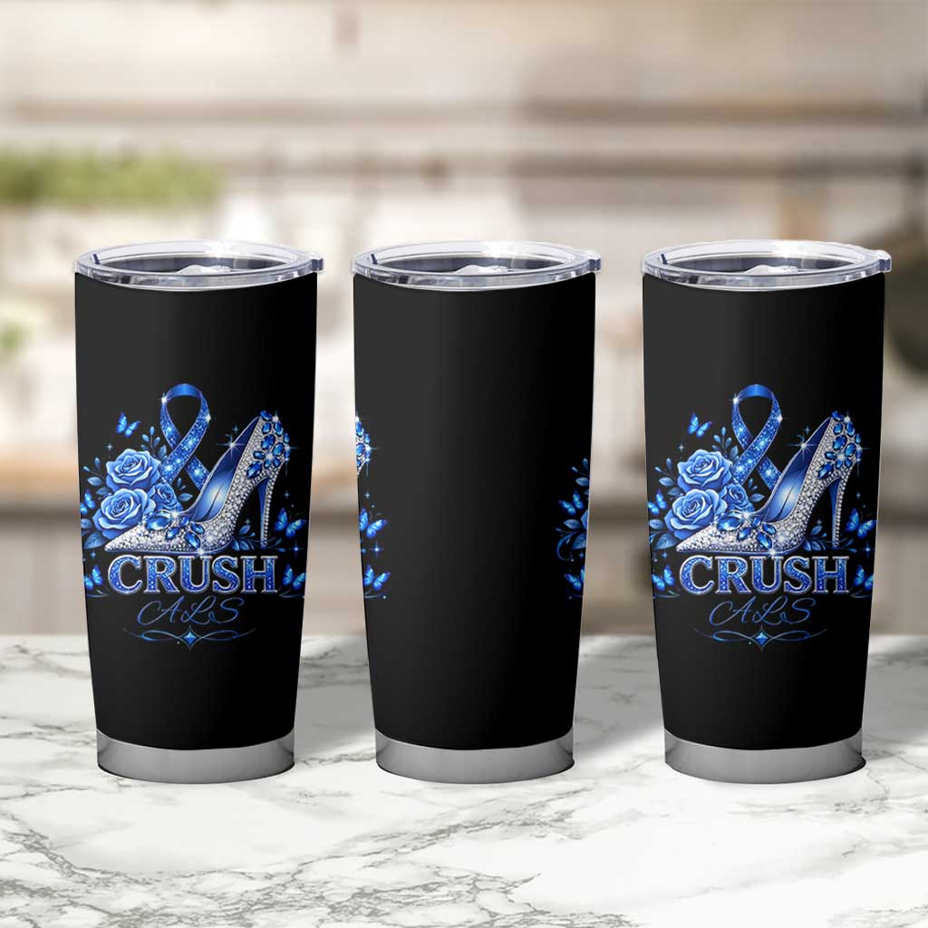 ALS Awareness Tumbler Cup Blue Ribbon Women Crush ALS
