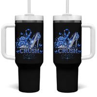 ALS Awareness Tumbler With Handle Blue Ribbon Women Crush ALS