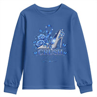 ALS Awareness Youth Sweatshirt Blue Ribbon Women Crush ALS