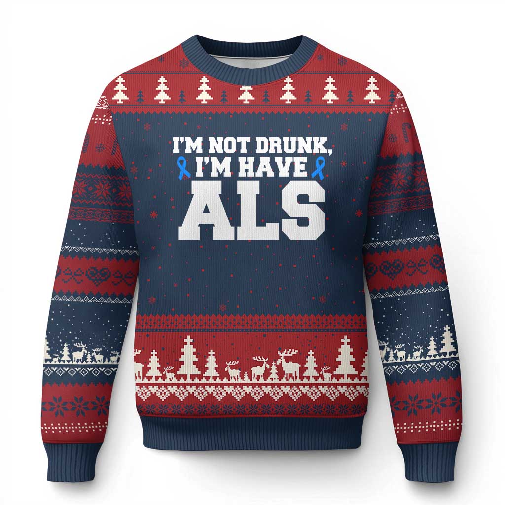 ALS Awareness Ugly Christmas Sweater Im Not Drunk I Have ALS