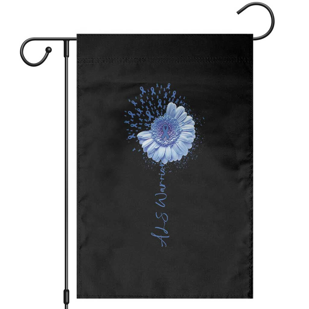 ALS Awareness Garden Flag Blue Ribbon Sunflower ALS Warrior