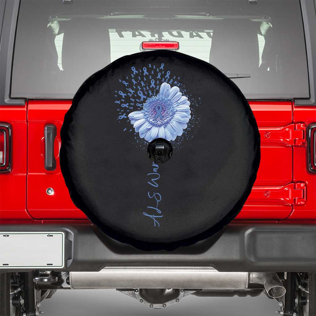 ALS Awareness Spare Tire Cover Blue Ribbon Sunflower ALS Warrior