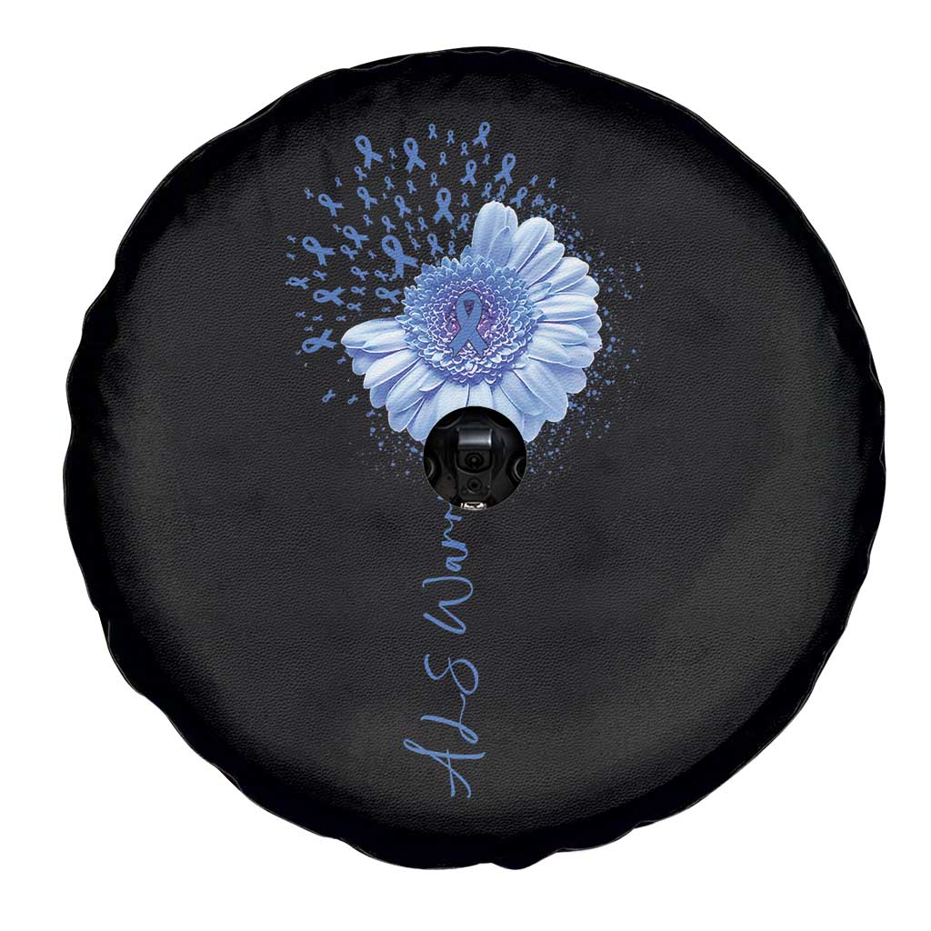 ALS Awareness Spare Tire Cover Blue Ribbon Sunflower ALS Warrior