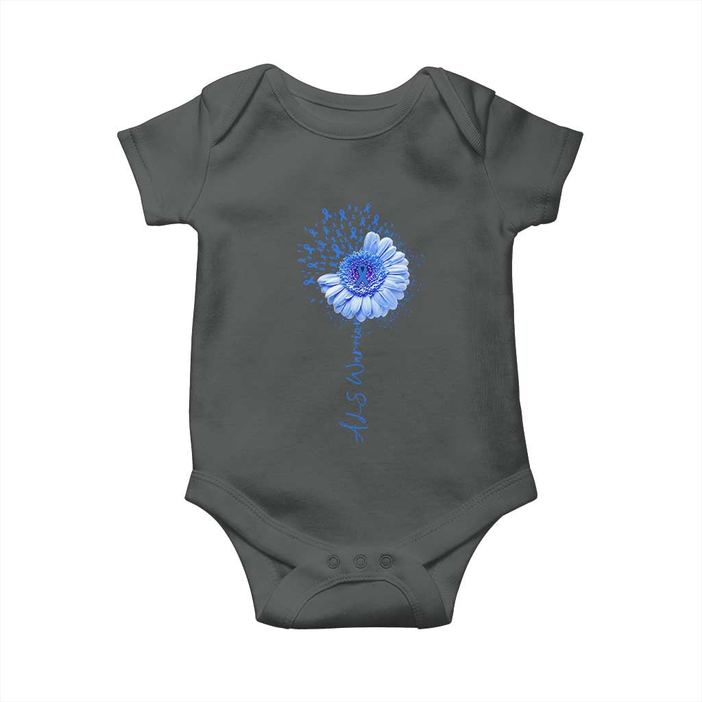 ALS Awareness Baby Onesie Blue Ribbon Sunflower ALS Warrior
