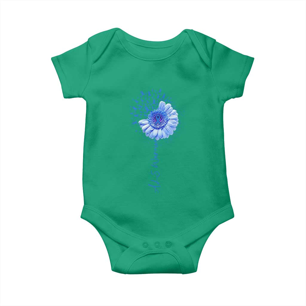 ALS Awareness Baby Onesie Blue Ribbon Sunflower ALS Warrior