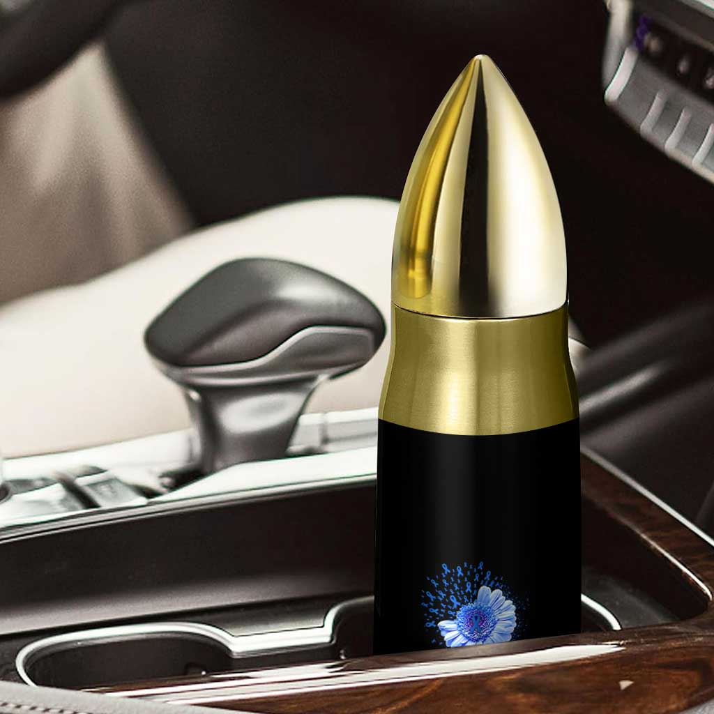 ALS Awareness Bullet Tumbler Blue Ribbon Sunflower ALS Warrior