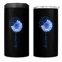 ALS Awareness 4 in 1 Can Cooler Tumbler Blue Ribbon Sunflower ALS Warrior