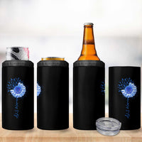ALS Awareness 4 in 1 Can Cooler Tumbler Blue Ribbon Sunflower ALS Warrior