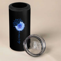 ALS Awareness 4 in 1 Can Cooler Tumbler Blue Ribbon Sunflower ALS Warrior
