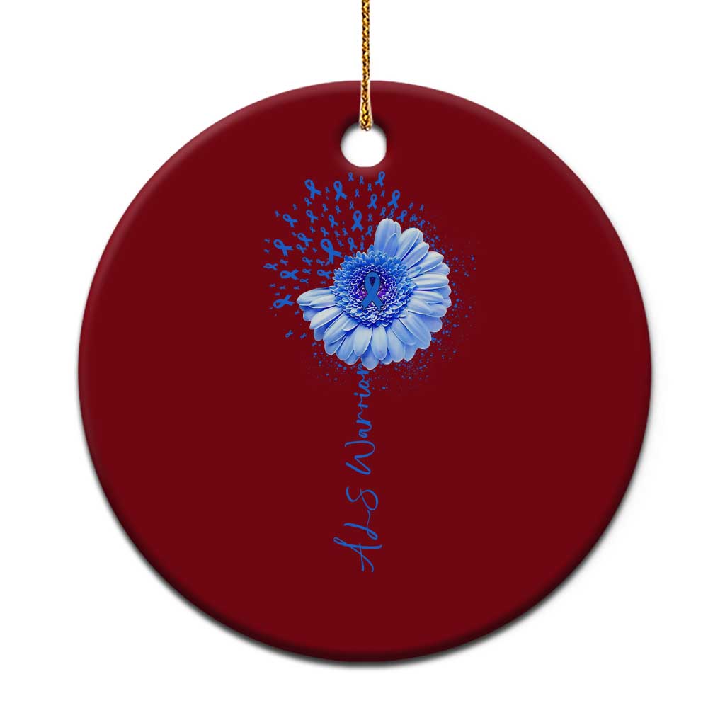 ALS Awareness Ceramic Ornament Blue Ribbon Sunflower ALS Warrior