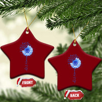 ALS Awareness Ceramic Ornament Blue Ribbon Sunflower ALS Warrior