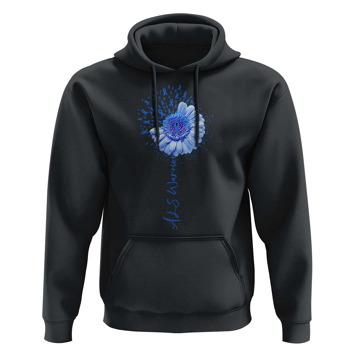 ALS Awareness Hoodie Blue Ribbon Sunflower ALS Warrior