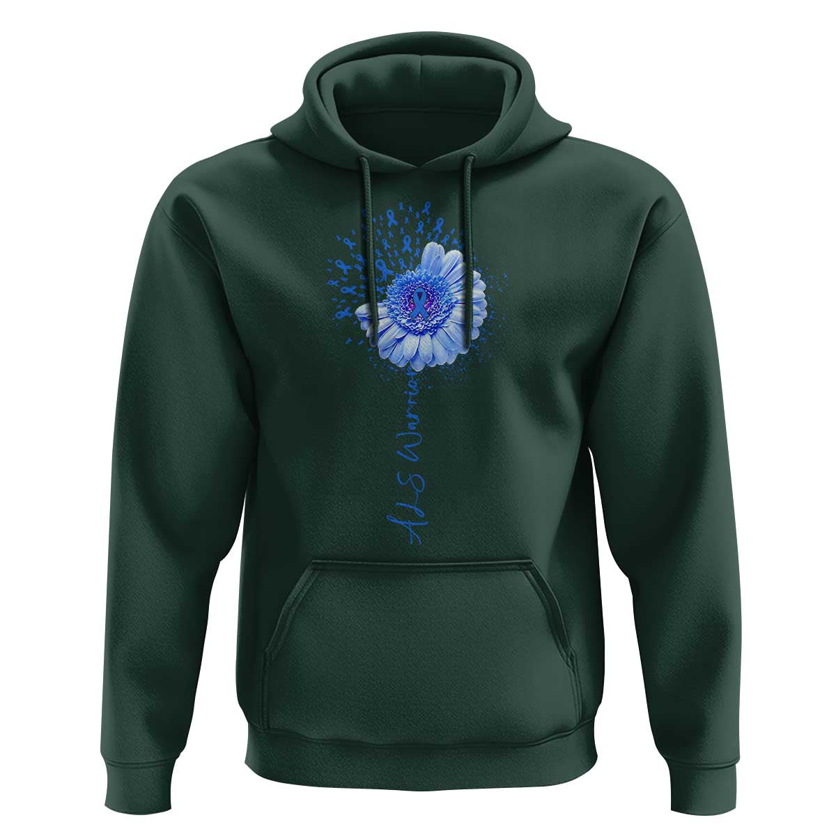 ALS Awareness Hoodie Blue Ribbon Sunflower ALS Warrior