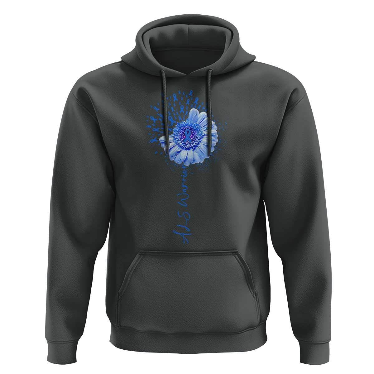 ALS Awareness Hoodie Blue Ribbon Sunflower ALS Warrior