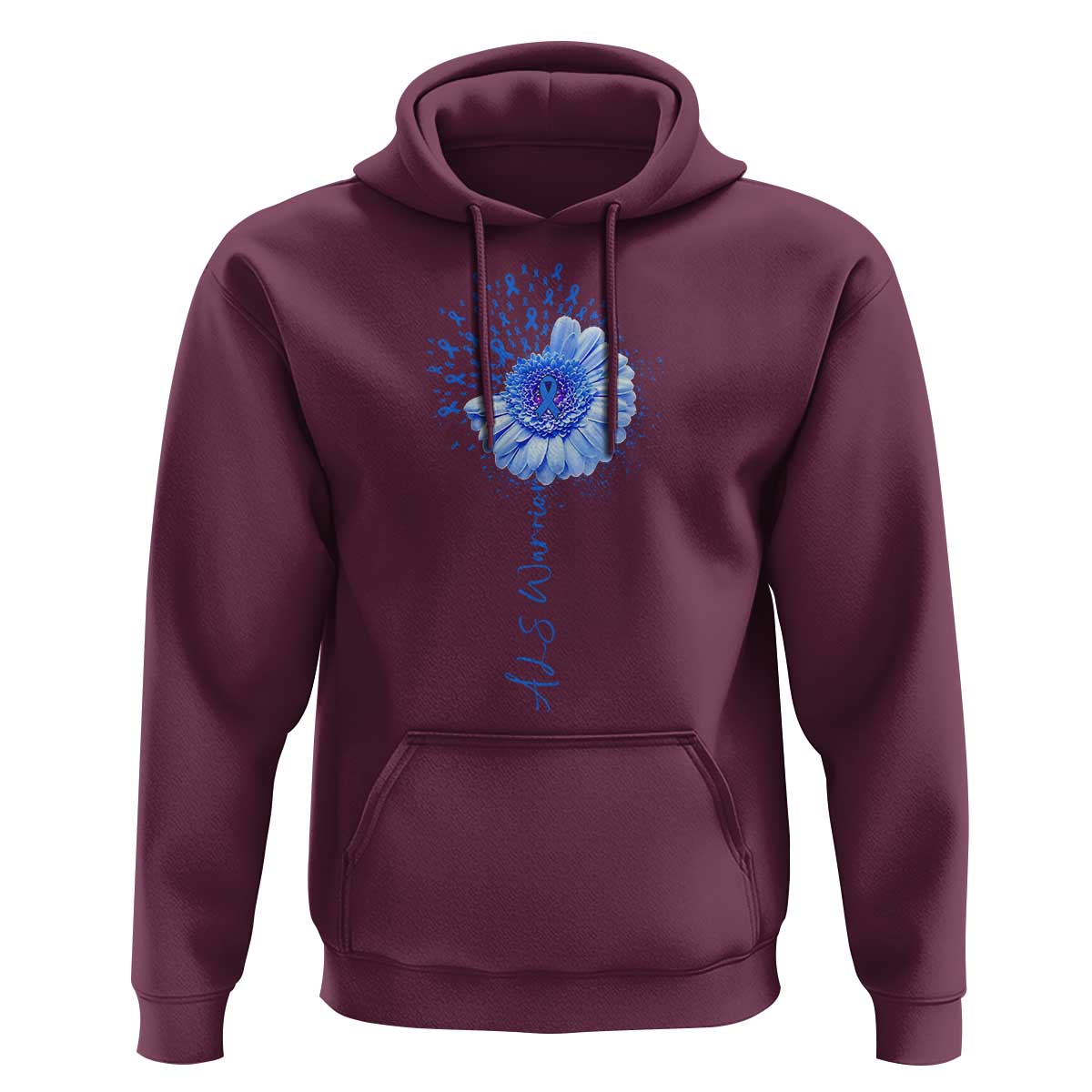 ALS Awareness Hoodie Blue Ribbon Sunflower ALS Warrior