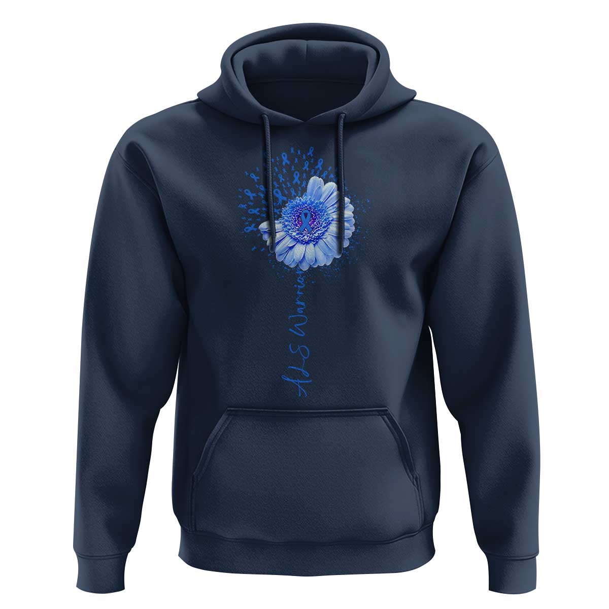 ALS Awareness Hoodie Blue Ribbon Sunflower ALS Warrior