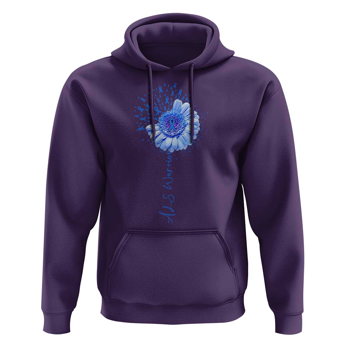 ALS Awareness Hoodie Blue Ribbon Sunflower ALS Warrior
