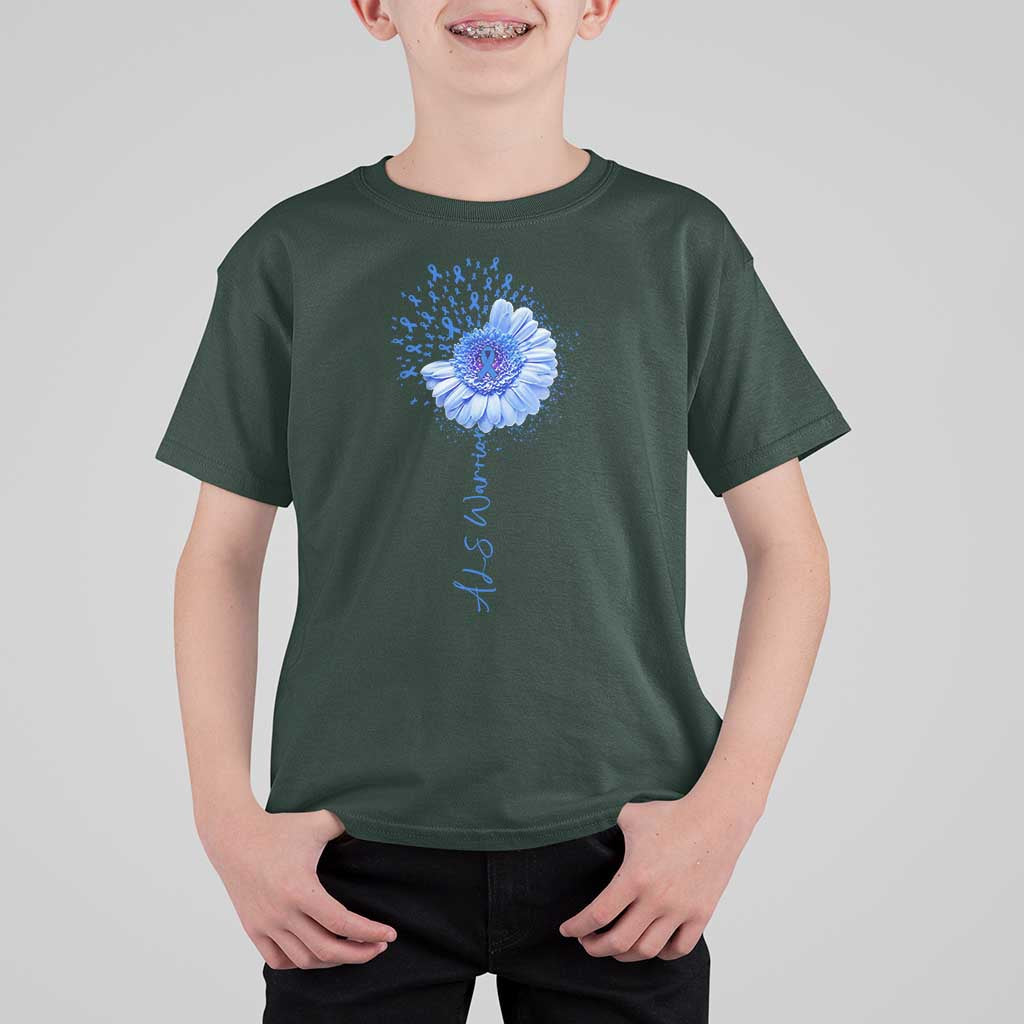 ALS Awareness T Shirt For Kid Blue Ribbon Sunflower ALS Warrior