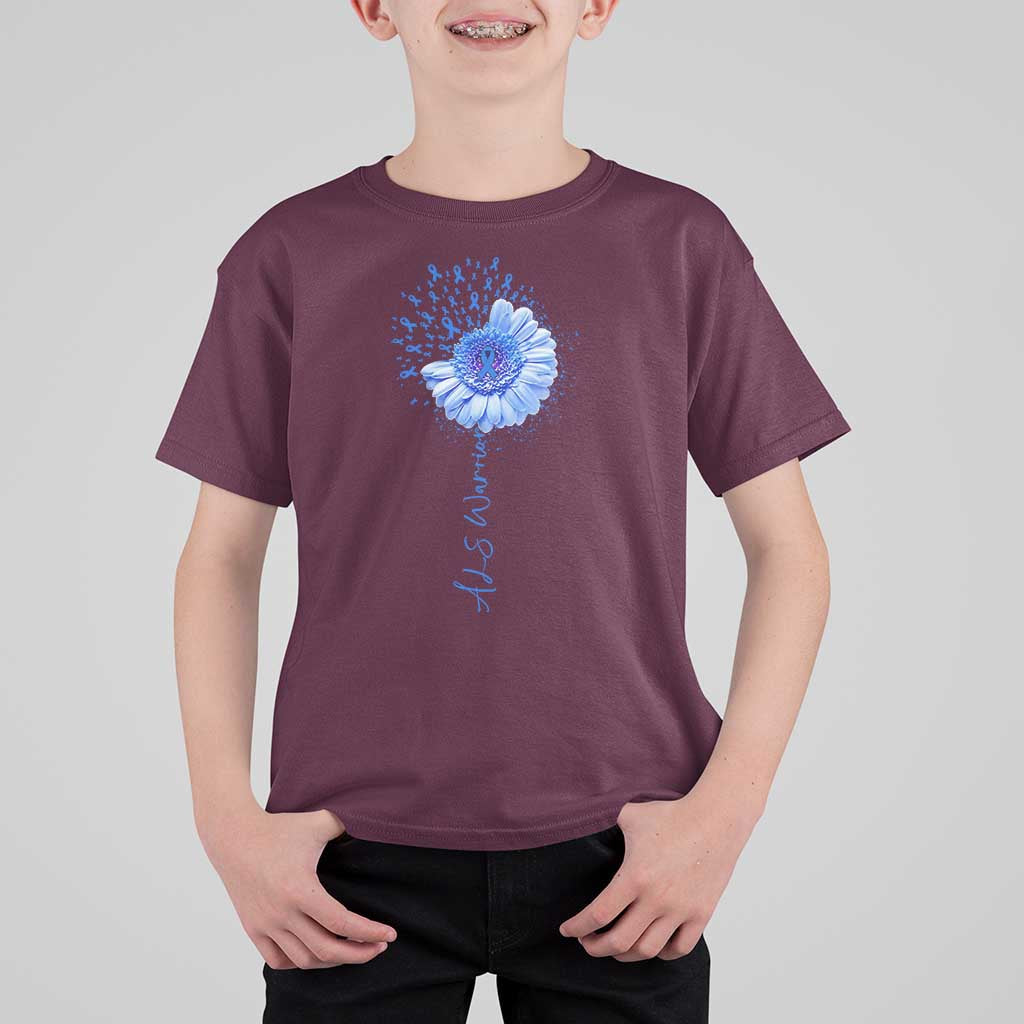 ALS Awareness T Shirt For Kid Blue Ribbon Sunflower ALS Warrior