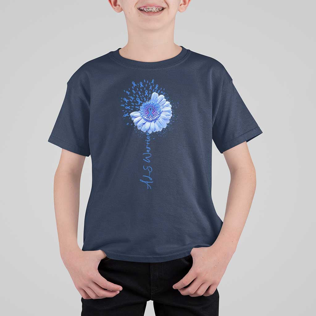 ALS Awareness T Shirt For Kid Blue Ribbon Sunflower ALS Warrior