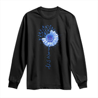 ALS Awareness Long Sleeve Shirt Blue Ribbon Sunflower ALS Warrior