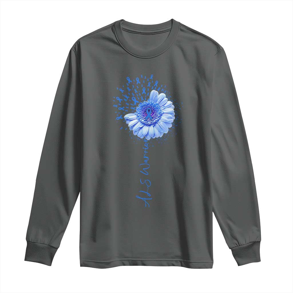 ALS Awareness Long Sleeve Shirt Blue Ribbon Sunflower ALS Warrior