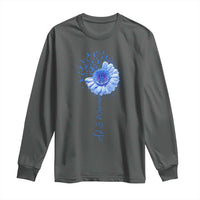 ALS Awareness Long Sleeve Shirt Blue Ribbon Sunflower ALS Warrior