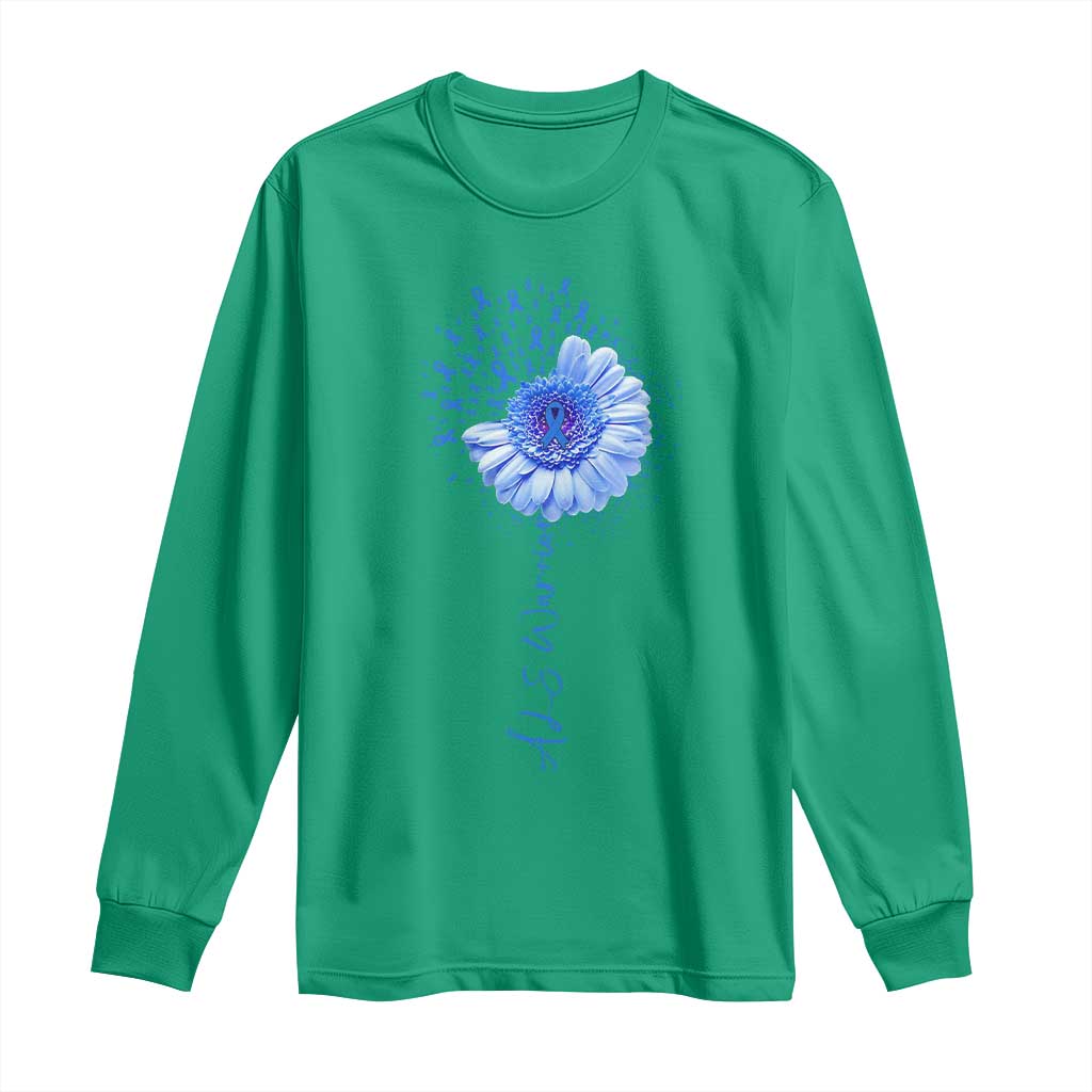 ALS Awareness Long Sleeve Shirt Blue Ribbon Sunflower ALS Warrior