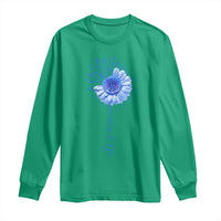 ALS Awareness Long Sleeve Shirt Blue Ribbon Sunflower ALS Warrior