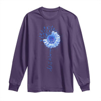 ALS Awareness Long Sleeve Shirt Blue Ribbon Sunflower ALS Warrior