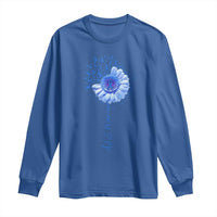 ALS Awareness Long Sleeve Shirt Blue Ribbon Sunflower ALS Warrior