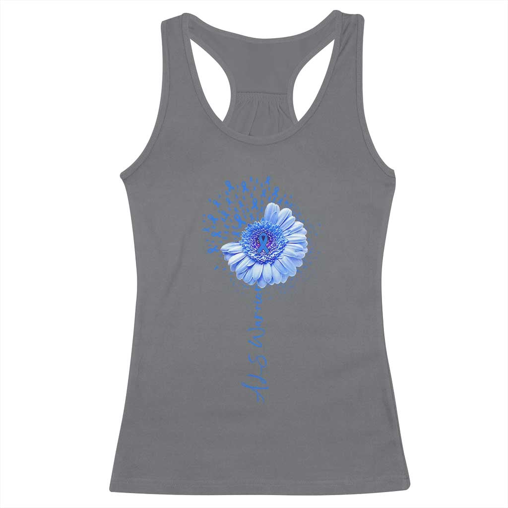 ALS Awareness Racerback Tank Top Blue Ribbon Sunflower ALS Warrior