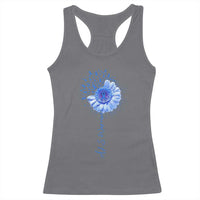 ALS Awareness Racerback Tank Top Blue Ribbon Sunflower ALS Warrior