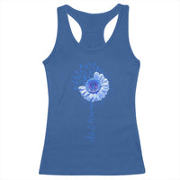 ALS Awareness Racerback Tank Top Blue Ribbon Sunflower ALS Warrior