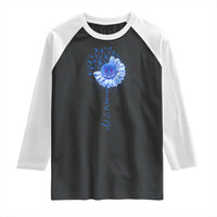 ALS Awareness Raglan Shirt Blue Ribbon Sunflower ALS Warrior