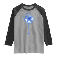 ALS Awareness Raglan Shirt Blue Ribbon Sunflower ALS Warrior