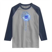 ALS Awareness Raglan Shirt Blue Ribbon Sunflower ALS Warrior